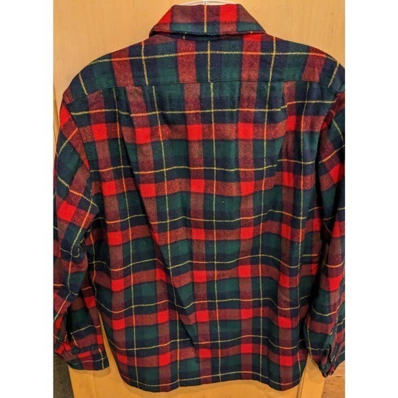 Vintage Pendleton Plaid Virgin Wool Board Shirt Men’s Size Medium Made In USA - Picture 2 of 3